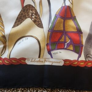 Salvatore Ferragamo silk scarf with vintage shoes